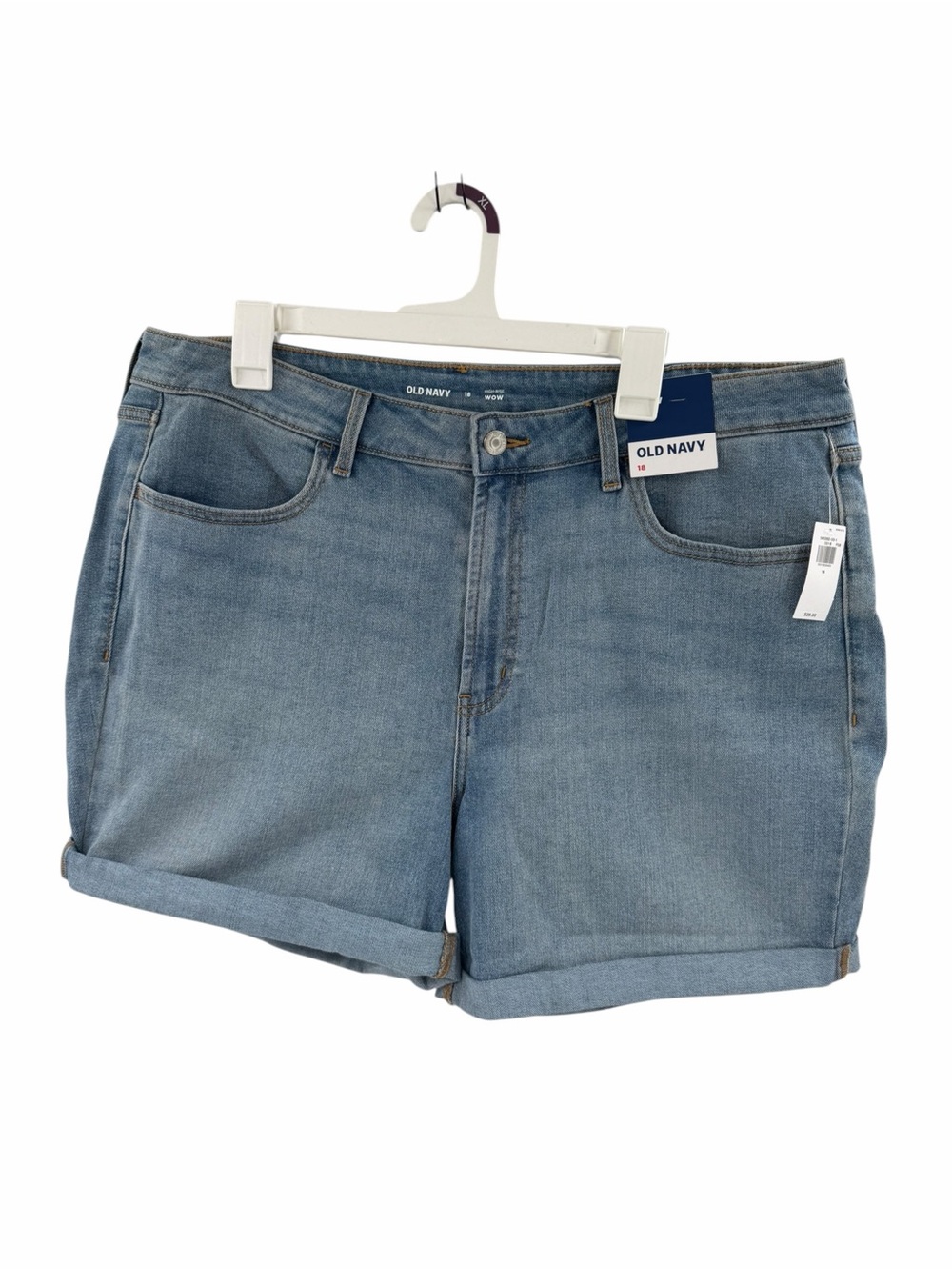 Old Navy High Rise Wow Blue Denim Roll-Cuff Women's Shorts Size 18 New with tags